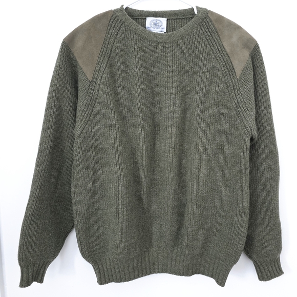J Press 100% Pure Merino Wool Pullover Green Knit Sweater Scotland Crewneck - Picture 8 of 8